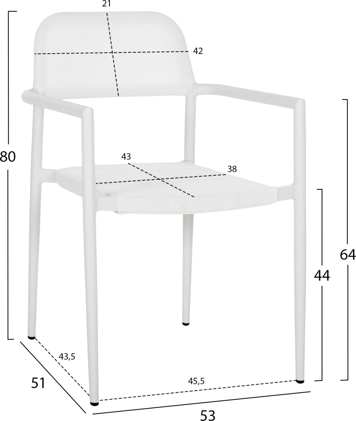 Karrige alumini RONNY FH5998.02 kornizë e bardhë & tekstilene e bardhë 53x51x80H cm