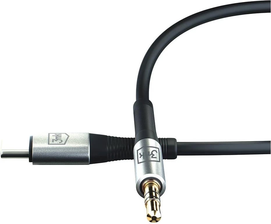 Kabllo audio 3mk, USB-C - Jack (3,5 mm), e zezë