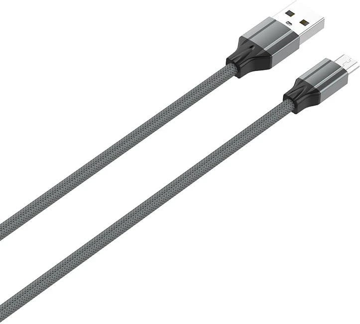 Kabëll LDNIO USB-A/microUSB 1m, zi-gri