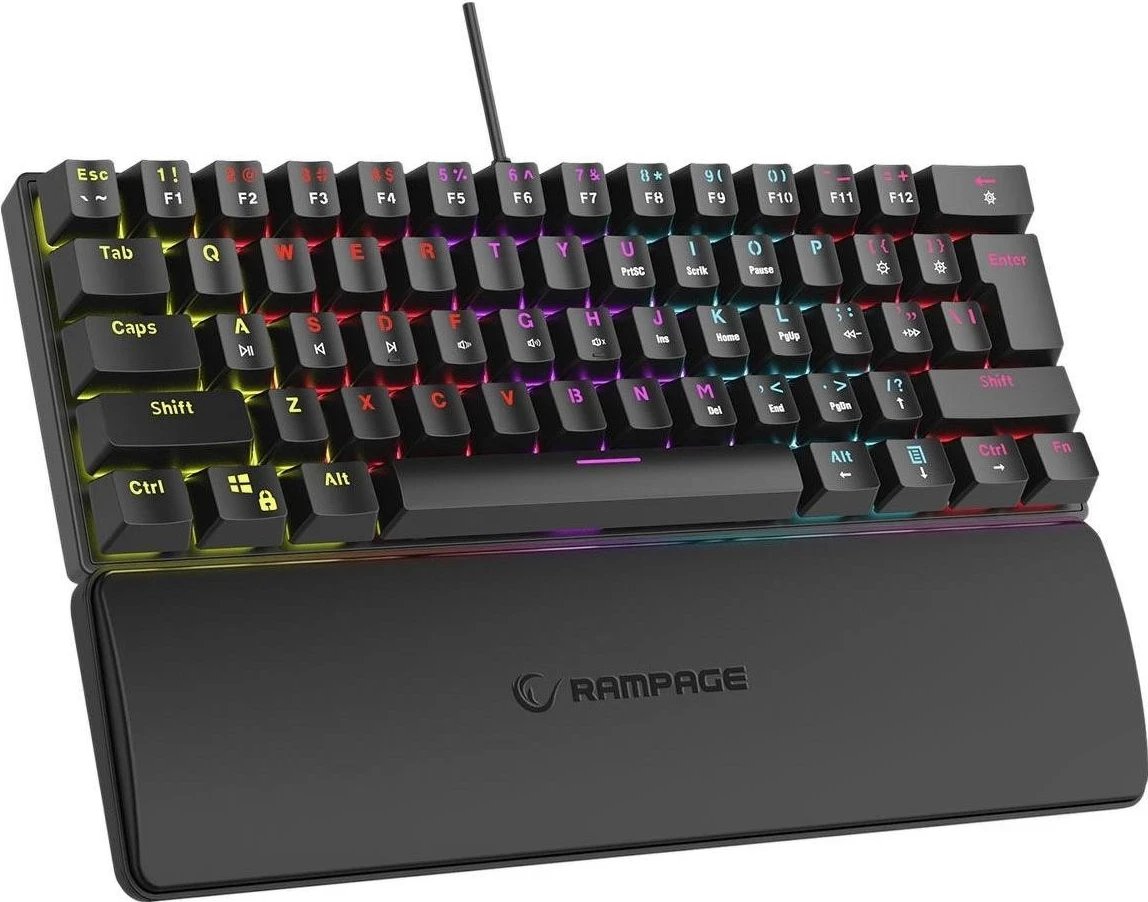 Tastierë Rampage PLOWER K60 Blue RGB, me drita, e zezë