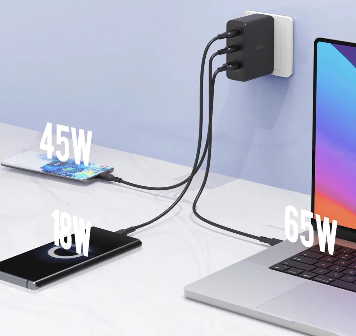 Karikues muri AUKEY PA-B7O Omnia II GaN 2xUSB-C 1xUSB-A PD 3.1 PPS 140W i zi