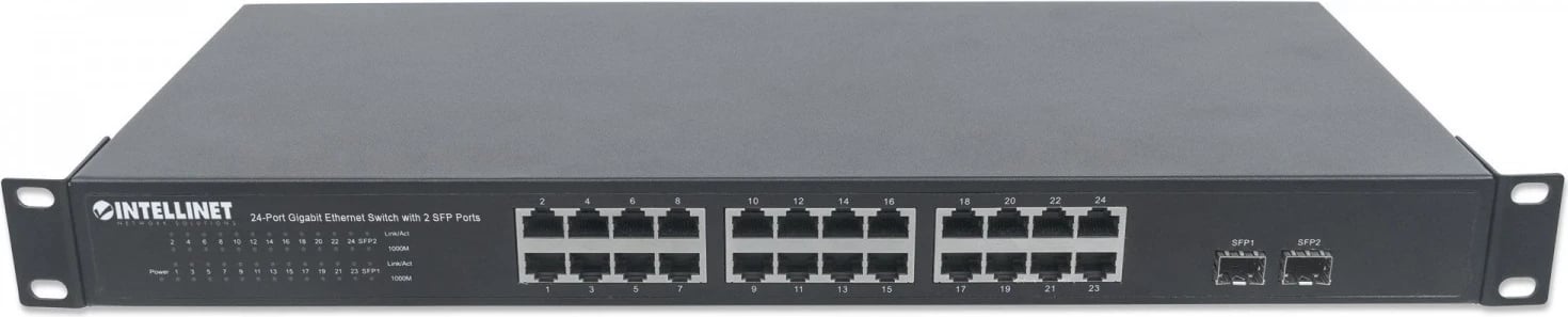 Switch Intellinet 24p Gigabit + 2x SFP për Kasë 19"