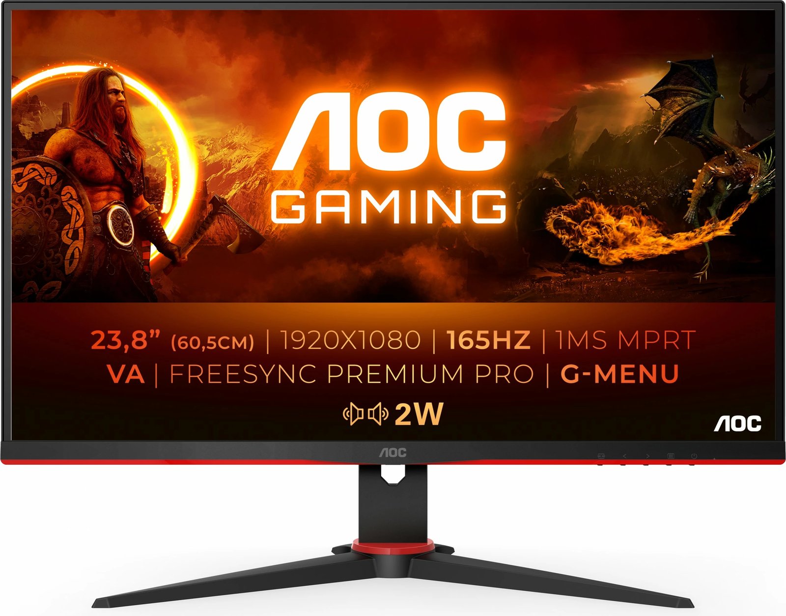 Monitor gaming AOC 24G2SAE/BK, 23.8", Full HD, 1 ms, i zi, i kuq