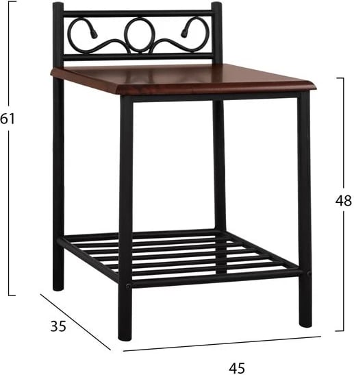 Komodinë anësore Suzie FH388 prej metali dhe druri 45x35x48-61 cm