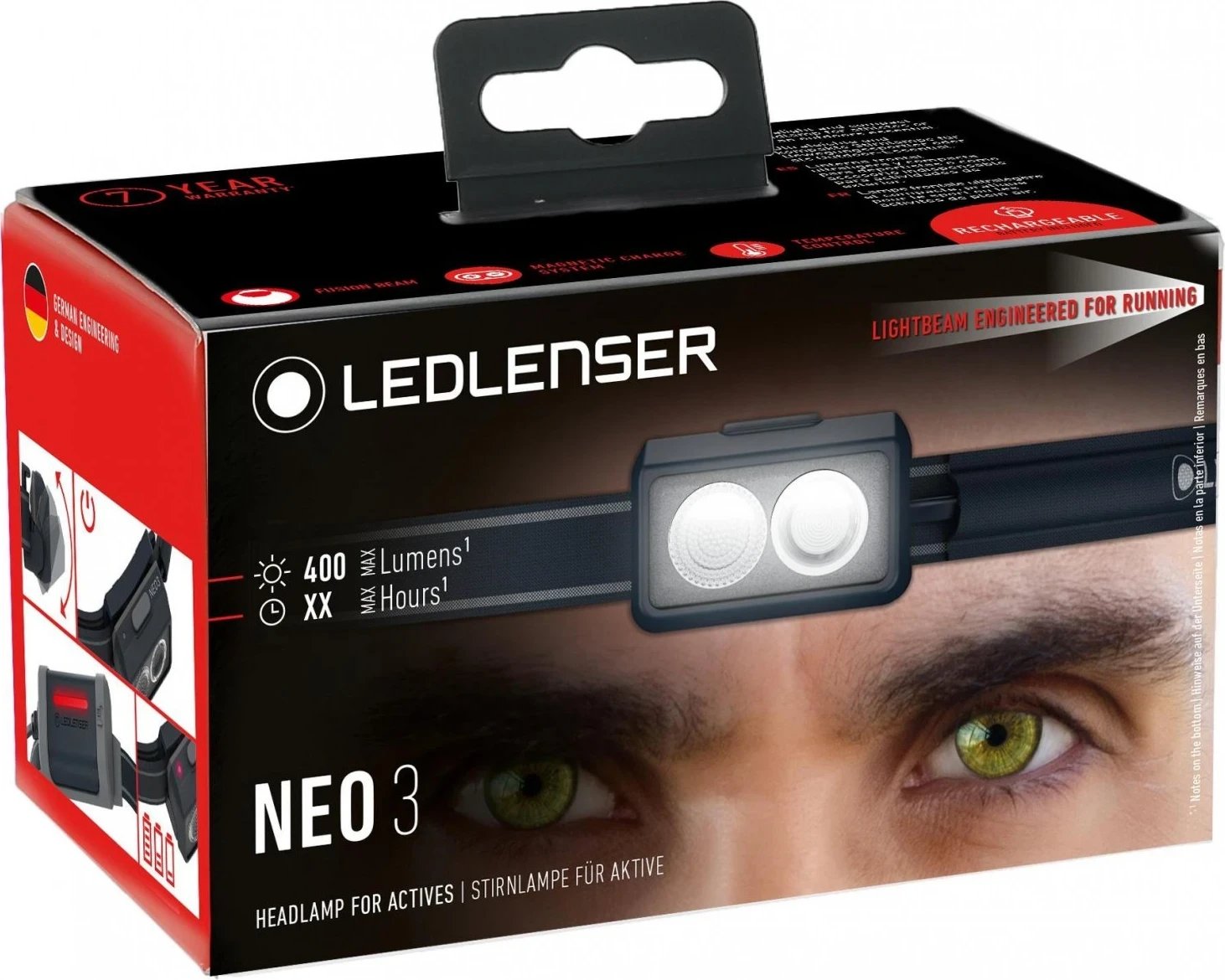 Dritë koke Ledlenser NEO3, 400 lumens, e zezë