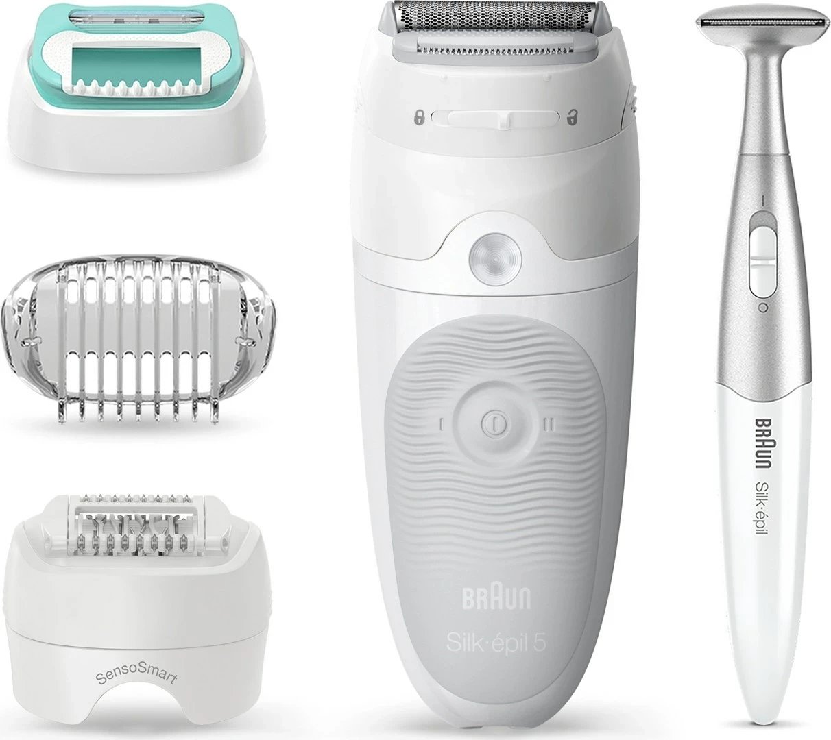 Epilator Braun Silk-épil 5 për femra, me trimer bikini, Bardhë