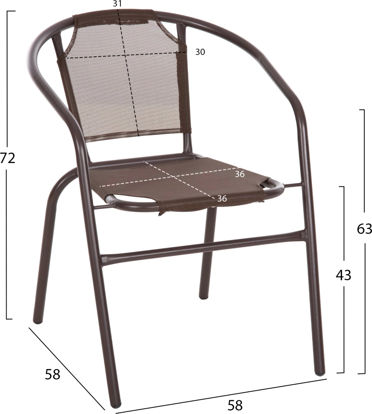 Karrige për jashtë LEDAN FH5977.02 metal & tekstilene ngjyrë kafe 55x58x72Hcm.