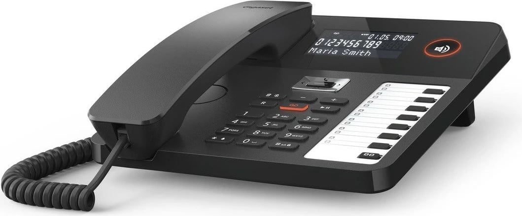 Telefon DECT Gigaset DESK 800A, dorëzues me kabllo, 200 kontakte, i zi