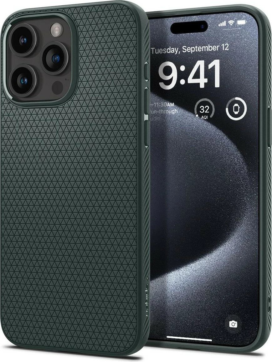 Kapak për iPhone 15 Pro Spigen, e gjelbër e errët