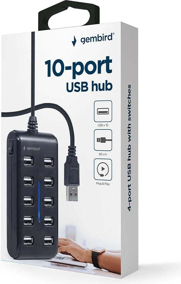 Hub USB Gembird UHB-U2P10P-01, 10 porte, i zi 