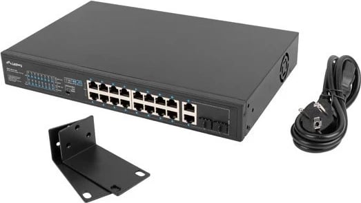 Switch Lanberg 19" POE+ 16x 100MB /2X COMBO GIGABIT ETHERNET 250W