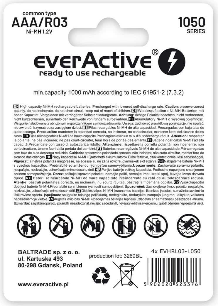 Bateri të rikarikueshme everActive Infinity Line AAA 550 mAh