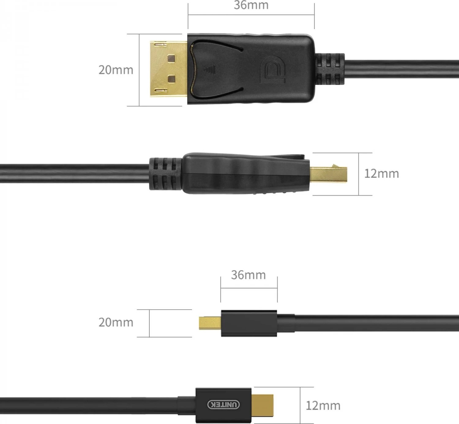 Kabllo Unitek mini DisplayPort, 2.0m