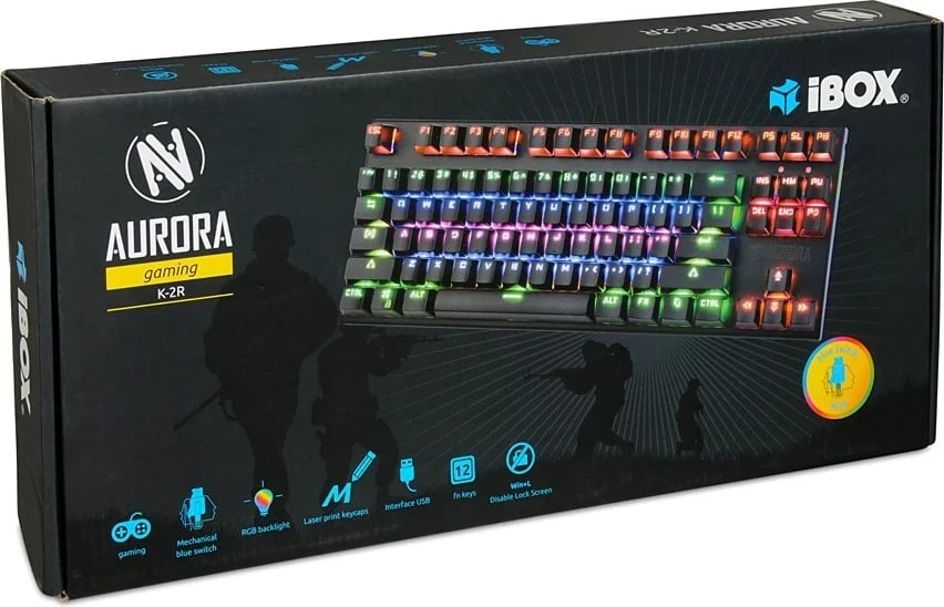 Tastierë IBOX Aurora K-2R Gaming, RGB, e zezë