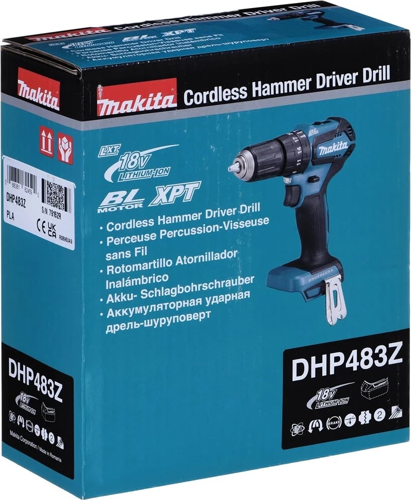 Makita DHP483Z, 1700 RPM, e zezë, blu