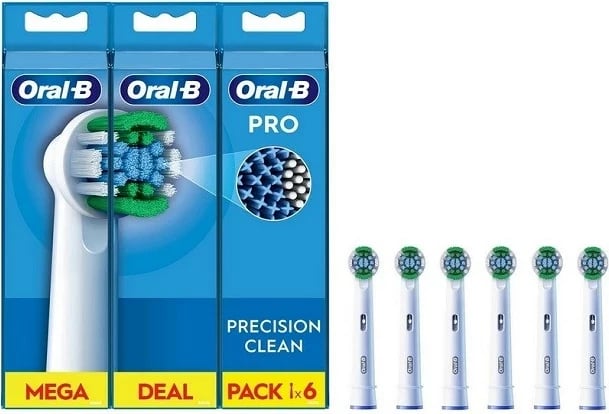 Koka zëvendësuese për furçë dhëmbësh Braun Oral-B PrecisionClean, 6 copë, Bardhë