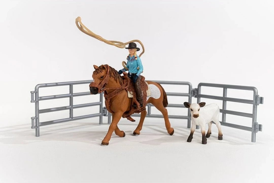 Figurë loje Schleich Cowgirl Team Roping Fun, shumëngjyrëshe