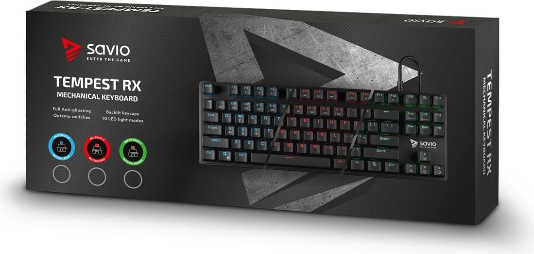 Tastierë për gaming Savio Tempest RX TKL, e zezë