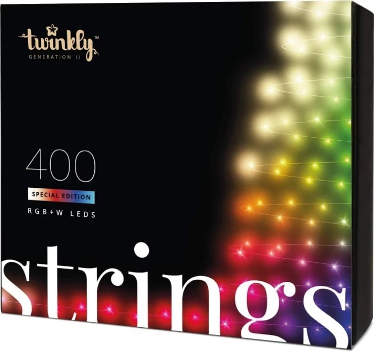 Drita varg Twinkly strings 400L 5mm RGBW, e zezë