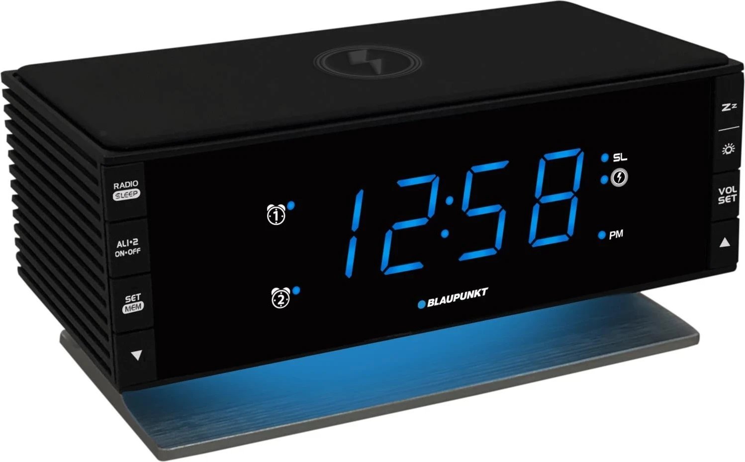 Radio me alarm dhe mbushës wireless Blaupunkt CR55CHARGE, e zezë