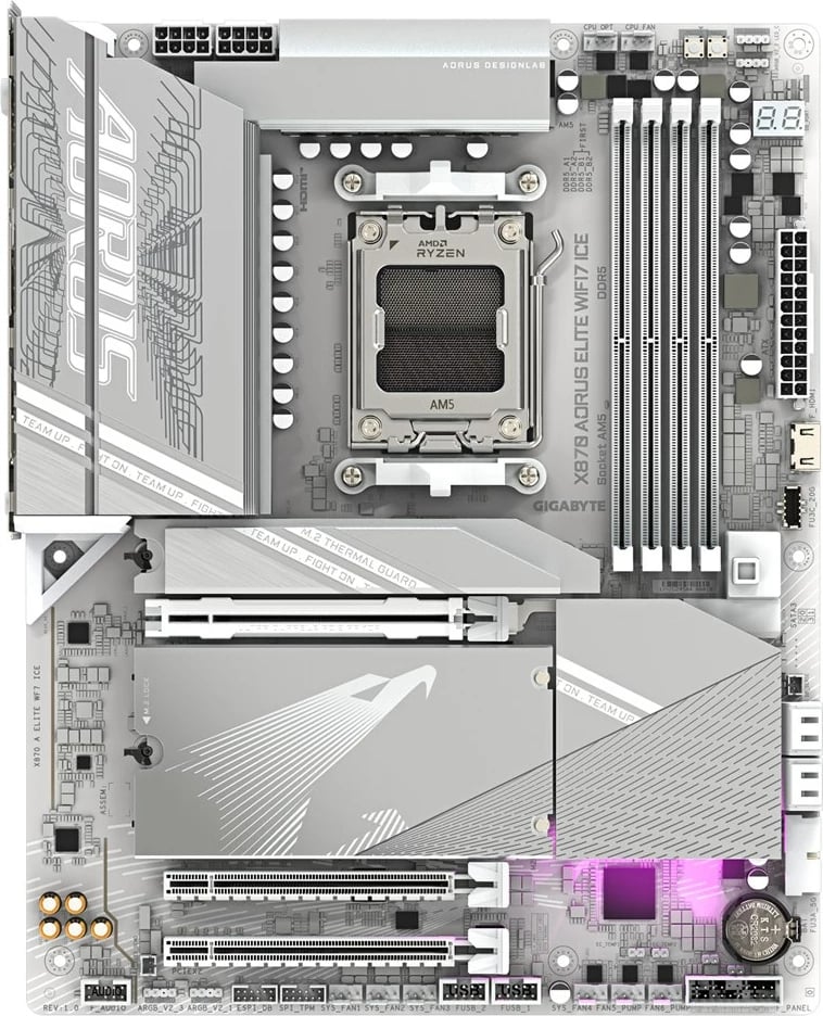 Pllakë amë Gigabyte X870 AORUS ELITE WF7 ICE, Socket AM5, e bardhë