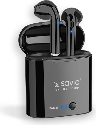 Kufje Savio TWS-02, True Wireless, të zeza