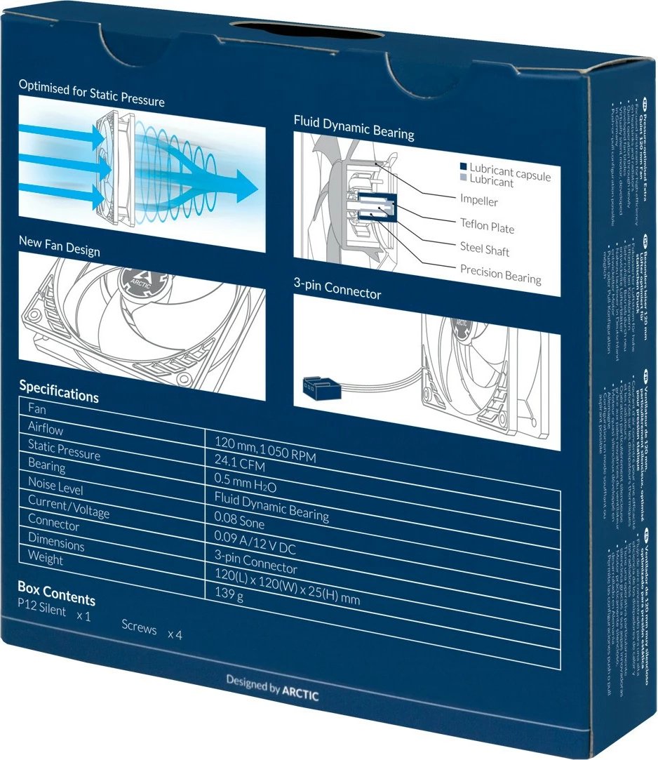 Ventilator ARCTIC P12 Silent, 120 mm, 1050 RPM, i zi