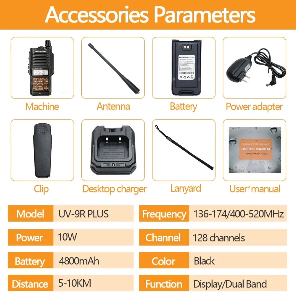 Radiomarrës Professional BAOFENG UV-9R plus