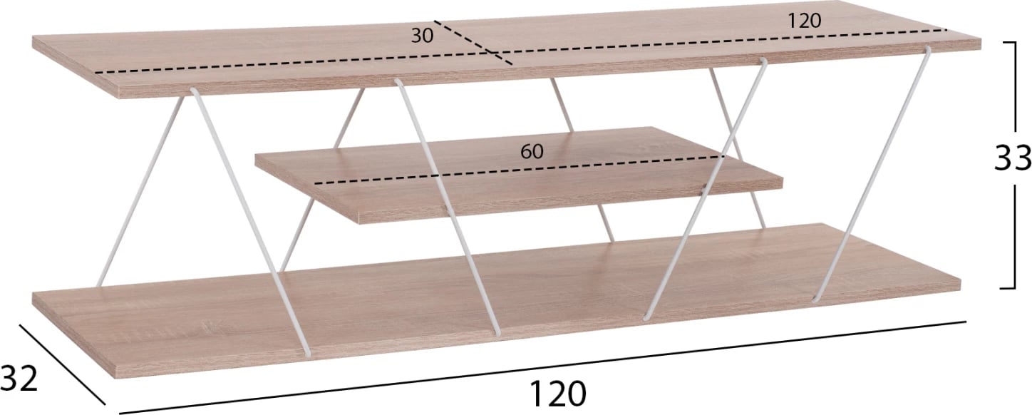 Mbajtëse TV TARS FH8922.14 melaminë sonoma e bardhë 120x32x33H cm