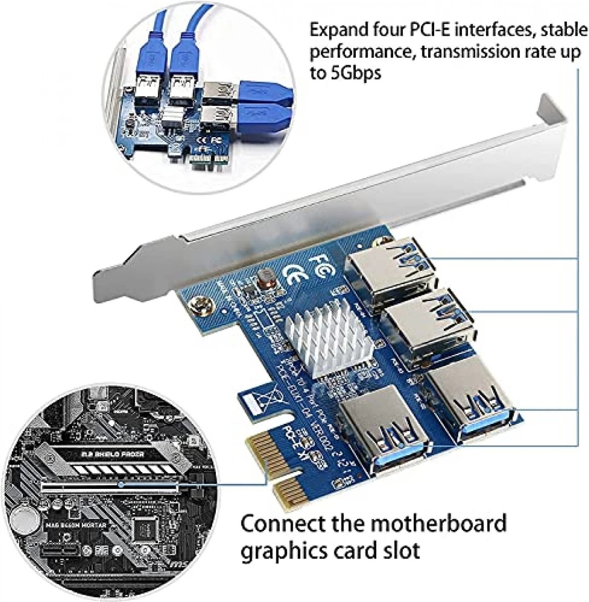 PCI Express Extension Riser Card 1 to 4