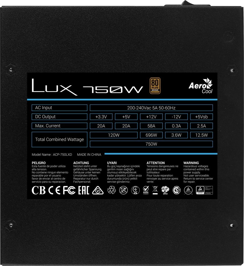 Furnizues energjie Aerocool LUX, 750 W, i zi