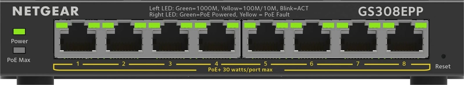 Switch NETGEAR GS308EPP, 8-Port Gigabit Ethernet, PoE+, i zi