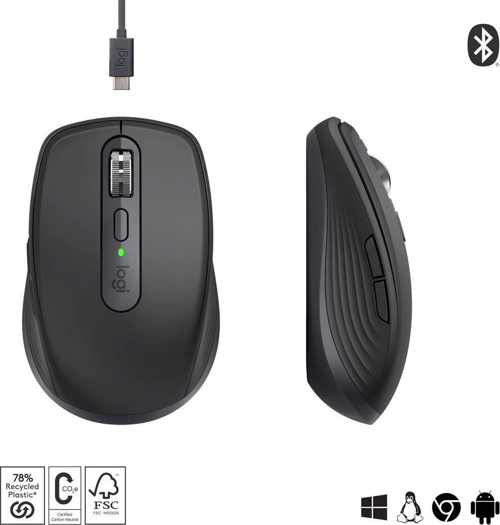 Maus Logitech MX Anywhere 3S, me lidhje RF Wireless + Bluetooth, 8000 DPI