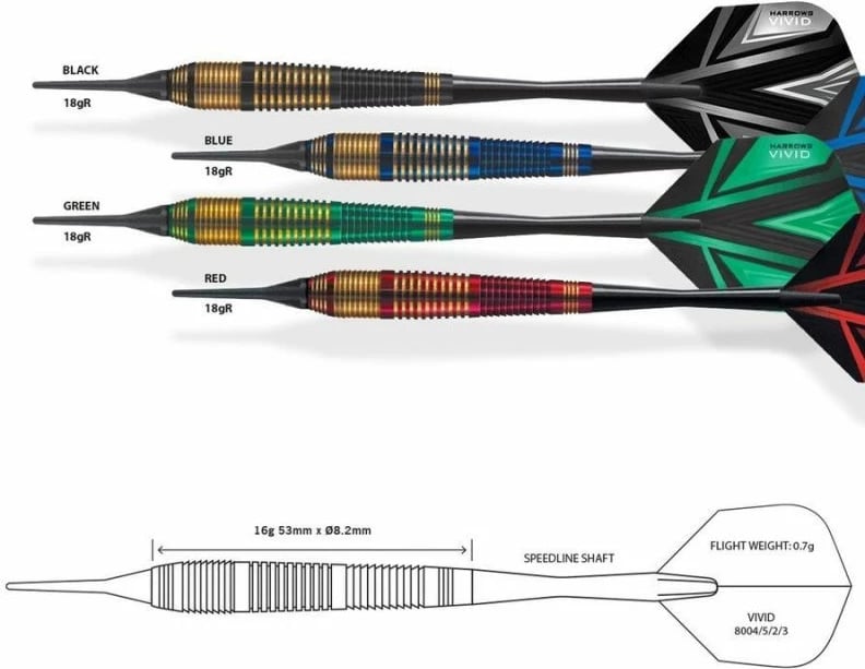 Shigjeta për Dart Harrows Vivid, për meshkuj dhe femra