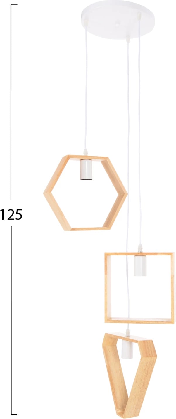 Llambadar tavani FH4072, 3 drita, forma gjeometrike druri