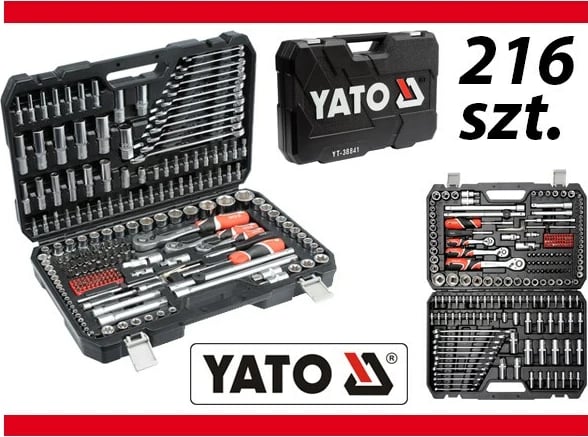 Set veglash YATO YT-38841, 1/4'', 3/8'', 1/2'', 216 pjesë