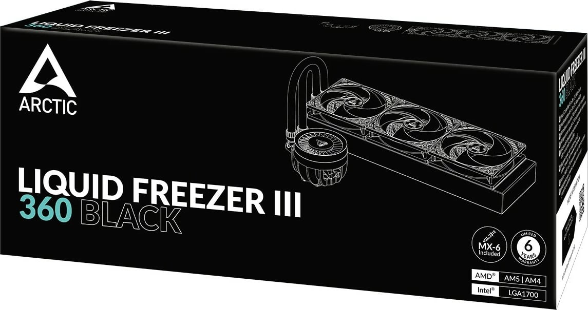 Ftohës uji për CPU ARCTIC Liquid Freezer III 360, 12 cm, 56.3 cfm, i zi