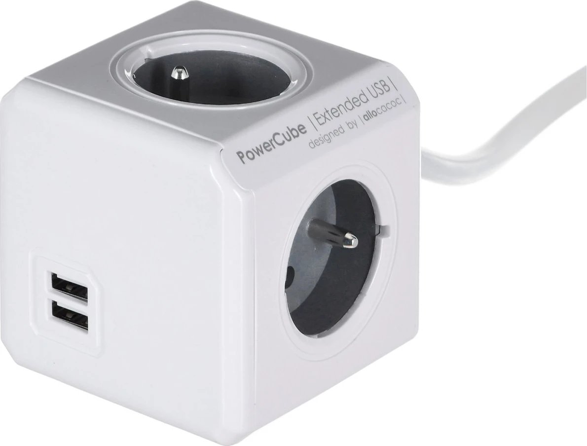 Zgjatues i Fuqisë Allocacoc PowerCube Extended USB, me 3m kabëll