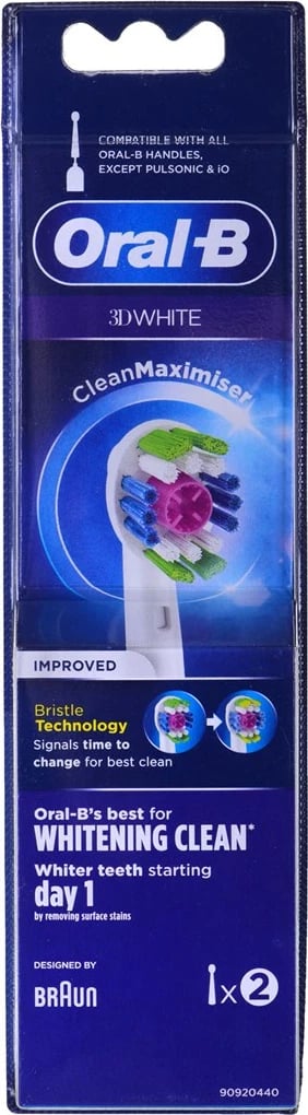 Koka zëvendësuese Braun ORAL-B 3D White Clean Maximiser, 2 copë, Bardhë