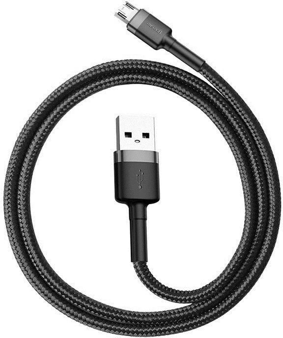 Kabllo Micro USB Baseus, Cafule 2.4A, 1m, e zezë/hiri