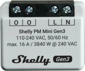 Smart switch Shelly PM Mini Gen3, 1P, Wireless, 20 dBmW, Gri