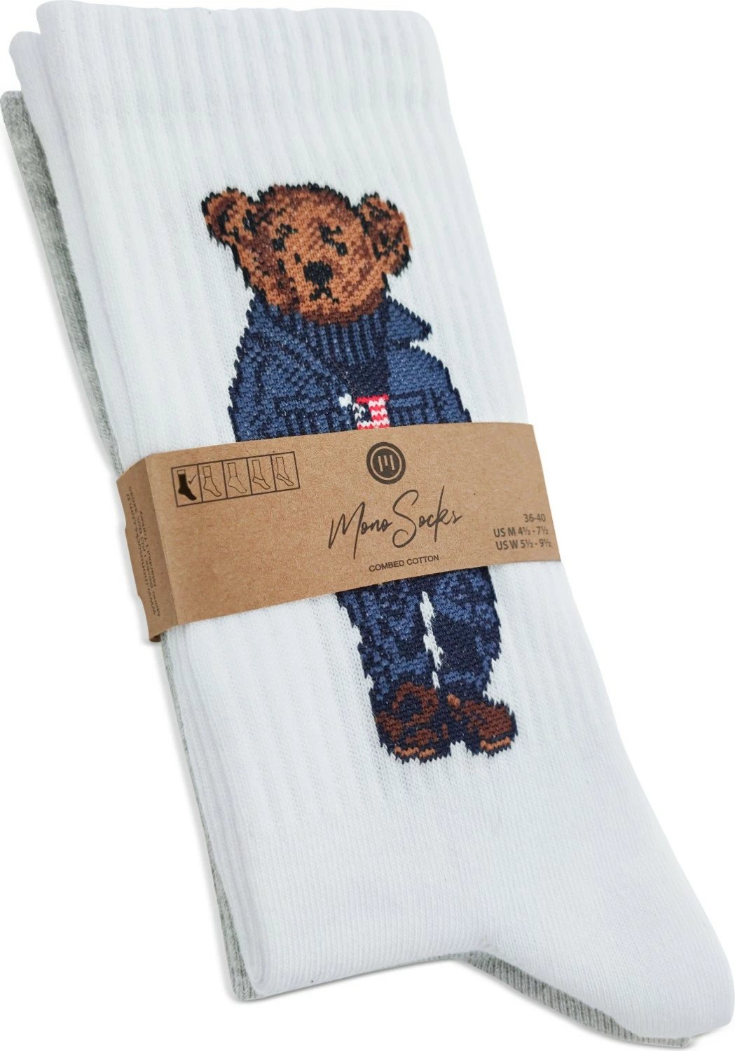 Çorape për femra Mono Socks, model Teddy Bear, set 2 copë