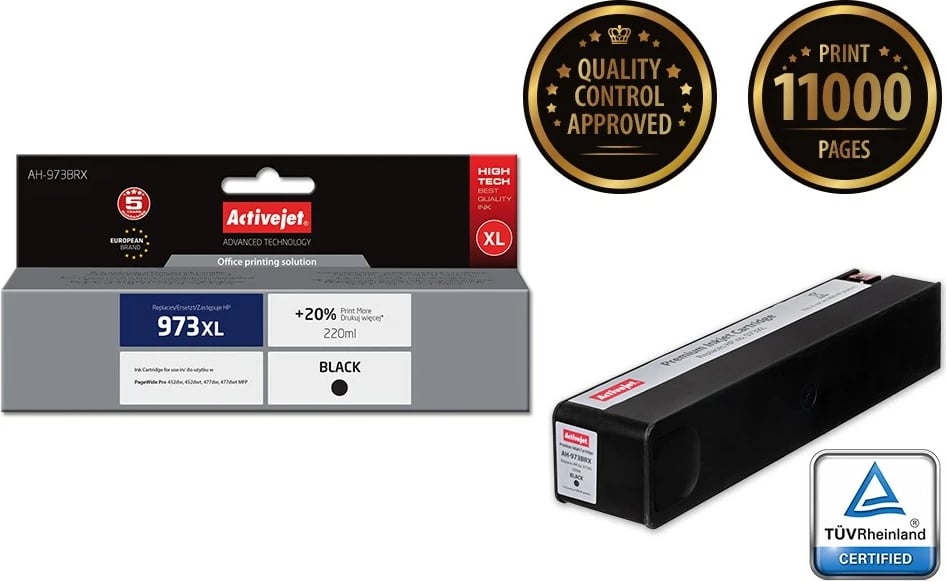 Ngjyrë zëvendësuese Activejet AH-973BRX për printer HP 973XL L0S07AE, 220 ml, e zezë