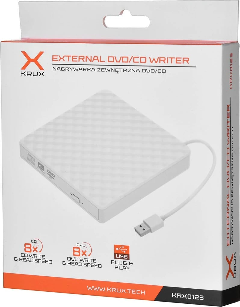 Disk DVD Krux, USB, i bardhë 