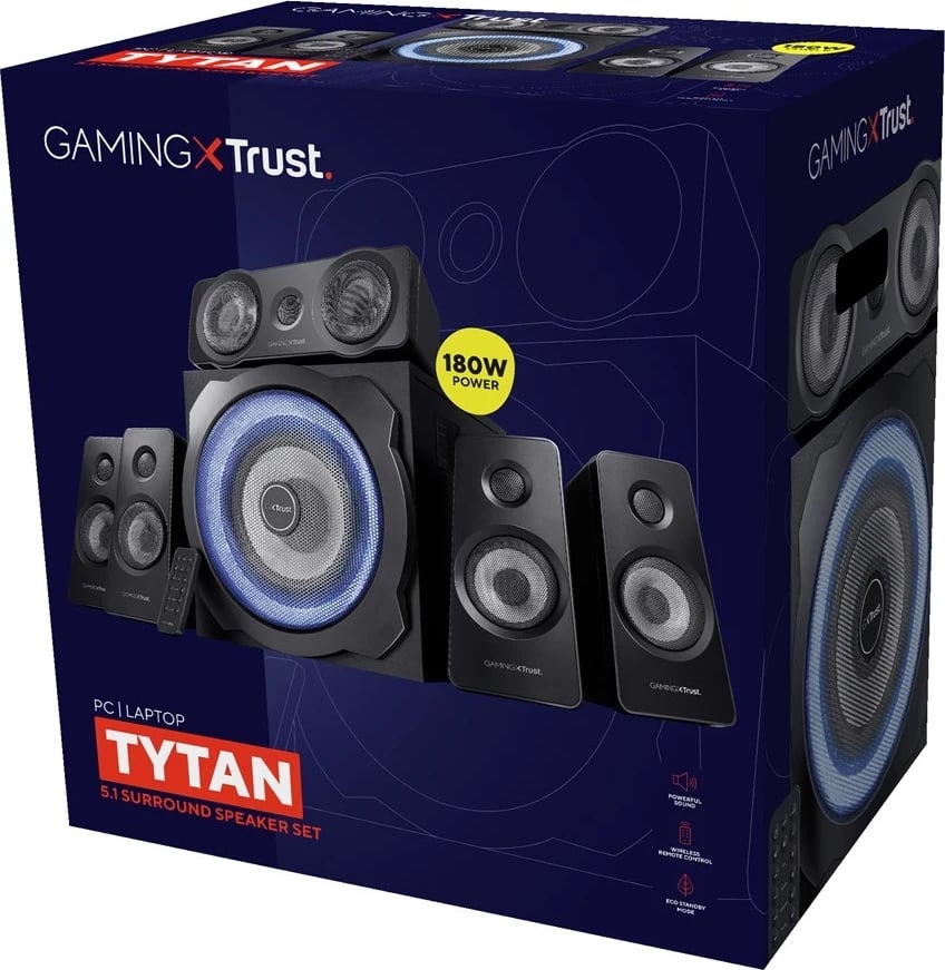 Sistemi i Altoparlantëve Trust GXT 658 Tytan, 5.1 Kanale, 90 W, i Zi