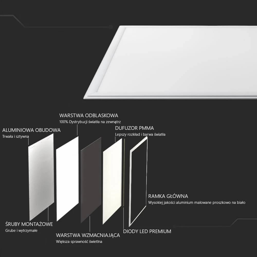 Panel LED V-TAC VT-6129, 29W, 600x600, 4000K, e bardhë