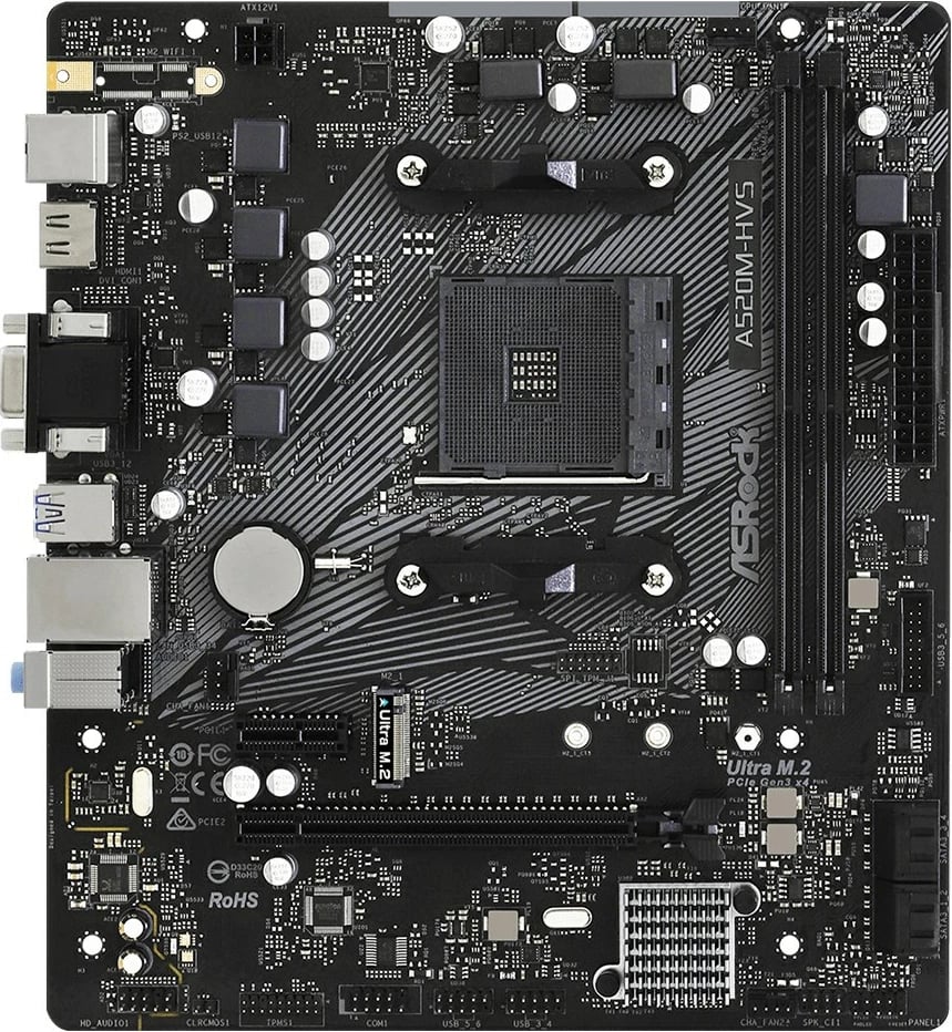 Pllakë amë Asrock A520M-HVS, AVS, AMD A520