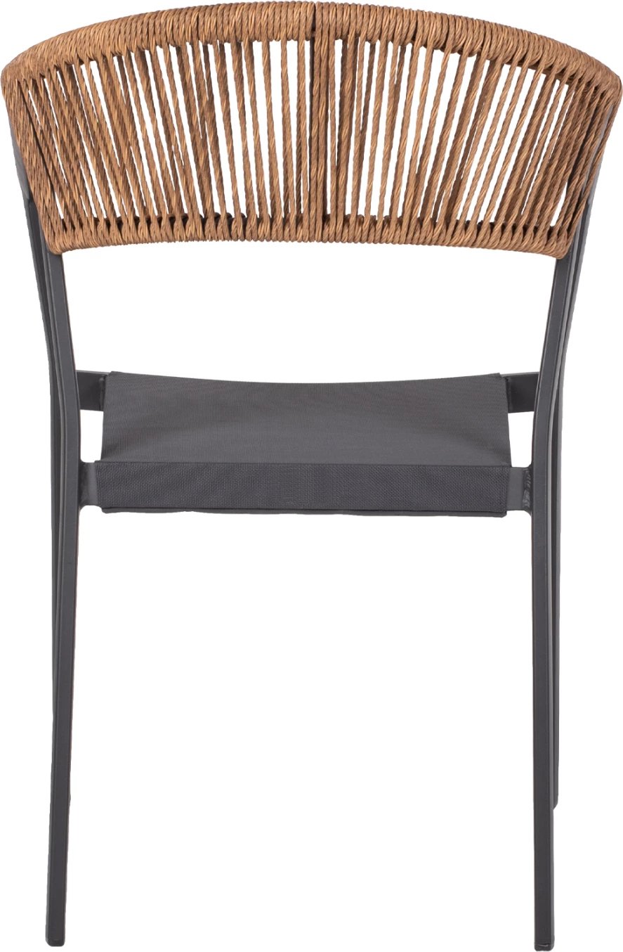 Karrige alumini FH5891.01, kornizë antracit dhe tekstil, shpinë rattan bezhë, 56x60x81,5H cm