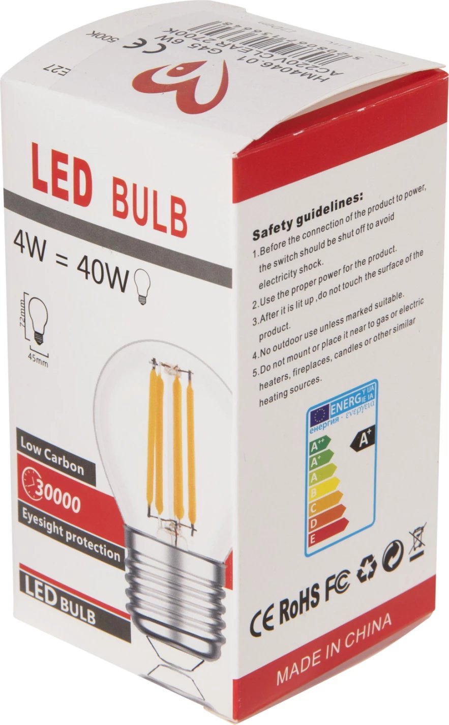 Llambë LED filament, 6W, E27, 3000K, e tejdukshme, e zbehtë, FH4046.01