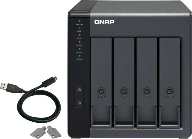 Kasë QNAP TR-004, HDD/SSD, 2.5/3.5", Serial ATA II, 3 Gbit/s, Hot-swap, E zezë